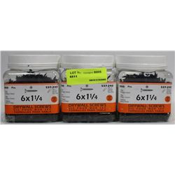 LOT OF THREE 500PC 6X1-1/4 DRYWALL SCREWS