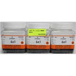 LOT OF THREE 500PC 6X1 DRYWALL SCREWS