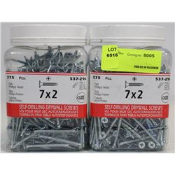 LOT OF TWO 375PC 7X2 SELF-DRILING DRYWALL SCREWS