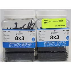 LOT OF TWO 150PC 8X3 DRYWALL SCREWS