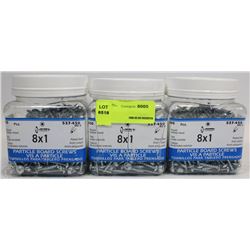 LOT OF THREE 500PC 8X1 PARTICLE BOARD SCREWS