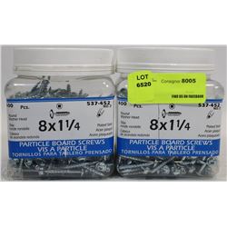 LOT OF TWO 400PC 8X1-1/4  PARTICLE BOARD SCREWS