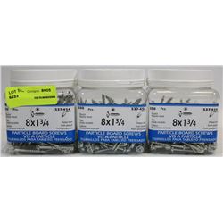 LOT OF THREE 300PC 8X1-3/4 PARTICLE BOARD SCREWS
