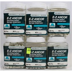 LOT OF 6 ASSORTED E-Z ANCOR SELF-DRILLING ANCHORS