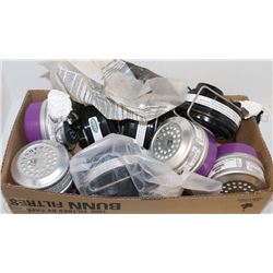BOX OF ASSORTED RESPIRATOR AND FILTER CARTRIDGES