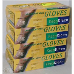 LOT OF 4 KEEPKLEEN VINYL GLOVES SIZE XL