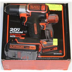 BLACK AND DECKER 20V LITHIUM DRILL/DRIVER WITH