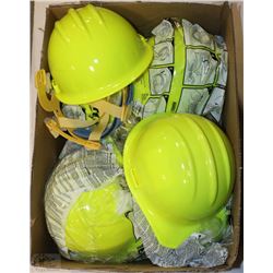 BOX OF FLUORESCENT YELLOW SAFETY HATS