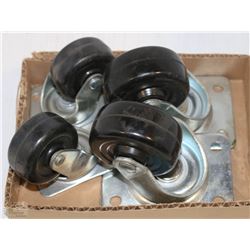 BOX OF 4 SMALL BLACK CASTERS