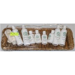 LONG BASKET W/NEW SHAMPOO, BODY WASH,