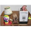 Image 1 : BOX OF COLLECTIBLES INCL BARNEY LAMP, VINTAGE