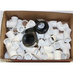 BOX OF PVC PLUMBING ELBOWS ETC.