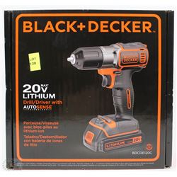 BLACK AND DECKER 20V LITHIUM DRILL/DRIVER WITH