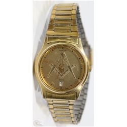 BULOVA QUARTZ MASON SYMBOL WRIST WATCH