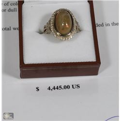 14KT ROSE GOLD OPAL & DIAMOND RING WITH COA