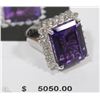Image 1 : 14KT WHITE GOLD AMETHYST AND DIAMOND RING WITH COA