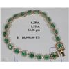 Image 1 : 14KT YELLOW GOLD EMERALD & DIAMOND BRACELET W/COA