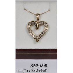 10 KT FLOATING HEART DIAMOND PENDANT ON CHAIN WITH