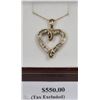 Image 1 : 10 KT FLOATING HEART DIAMOND PENDANT ON CHAIN WITH