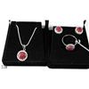 Image 1 : 3 PCS SET RED RUBY PENDANT, EARRINGS RING &CZ