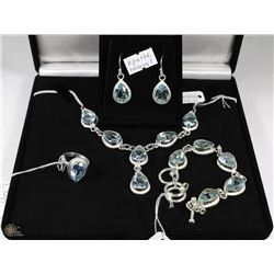 4PCS BLUE APATTE  NECKLACE,EARRINGS,RING,BRACELET