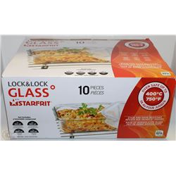 STARFRIT 10PC GLASS LOCK &LOCK CONTAINERS