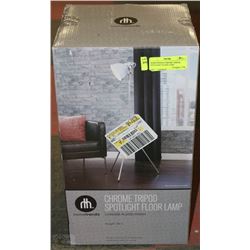 HOMETRENDS CHROME TRIPOD SPOTLIGHT FLOOR LAMP