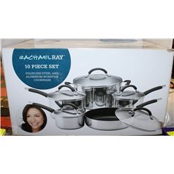 RACHAEL RAY 10PC STAINLESS STEEL COOKWARE &
