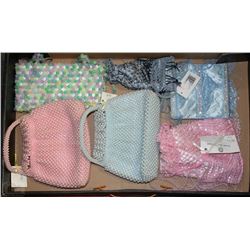 BOX W/6 NEW BEADED PURSES