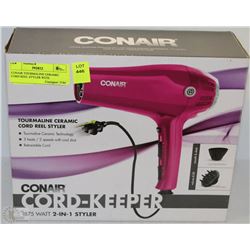 CONAIR TOURMALINE CERAMIC CORD REEL STYLER WITH