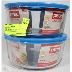 PAIR  OF PYREX 7 CUP GLASS STORAGE CONTAINERS