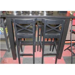 BAR STYLE TABLE WITH 4 CHAIRS BROWN