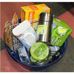 BIN OF MISC KITCHEN ITEMS