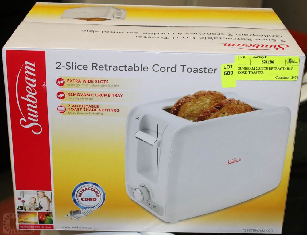 SUNBEAM 2 SLICE RETRACTABLE CORD TOASTER