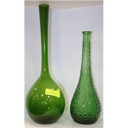 VINTAGE GREEN HOBNAIL GLASS GENIE BOTTLE DECANTER