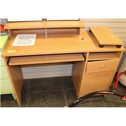 LIGHT BROWN WOOD 2-DRAWER COMPUTER