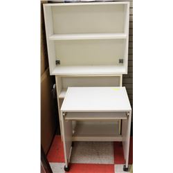 3-PC WHITE COMPUTER/PRINTER STAND ON