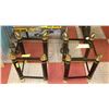 Image 1 : SET OF TWO BLACK AND GOLD TONED GLASS TOP END