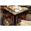 Image 1 : NEW FAUX MARBLE BAR TABLE W/ 4 WOOD CHAIRS