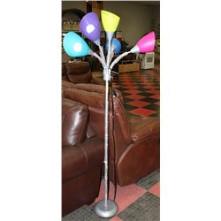 MODERN FIVE LIGHT FLOOR POLE LAMP MULTI-COLOUR