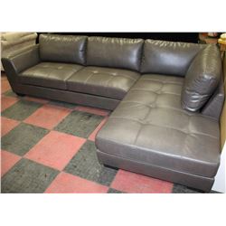NEW GREY LEATHERETTE L-SHAPED SECTIONAL