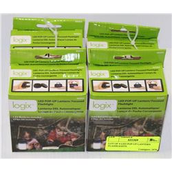 LOT OF 4 LED POP-UP LANTERN FLASHLIGHTS