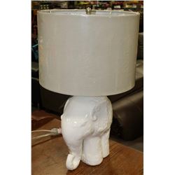 CERAMIC WHITE ELEPHANT LAMP WITH SHADE