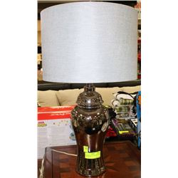 CHROME LIKE GLASS LAMP WITH GREY SHADE