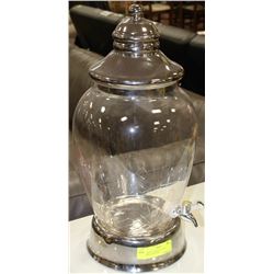 LARGE GLASS BOTTLE WITH SPOUT,LID & BASE