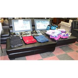 DELUXE BLACK LEATHERETTE LIFT BACK SECTIONAL