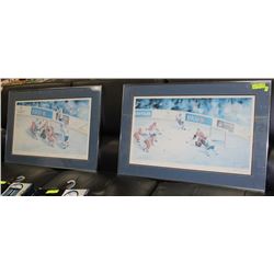 SET OF 2 HOCKEY FRAMED PRINTS, SIGNED