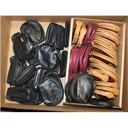 LOT OF ASSORTED LEATHER COIN PURSES AND MORE