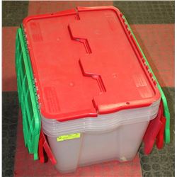 SET OF 4 FOLD-OPEN TOP CLEAR STORAGE BINS