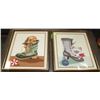 Image 1 : LOT OF 2 "FABRIC" FRAMED DOG AND CAT PICTURES